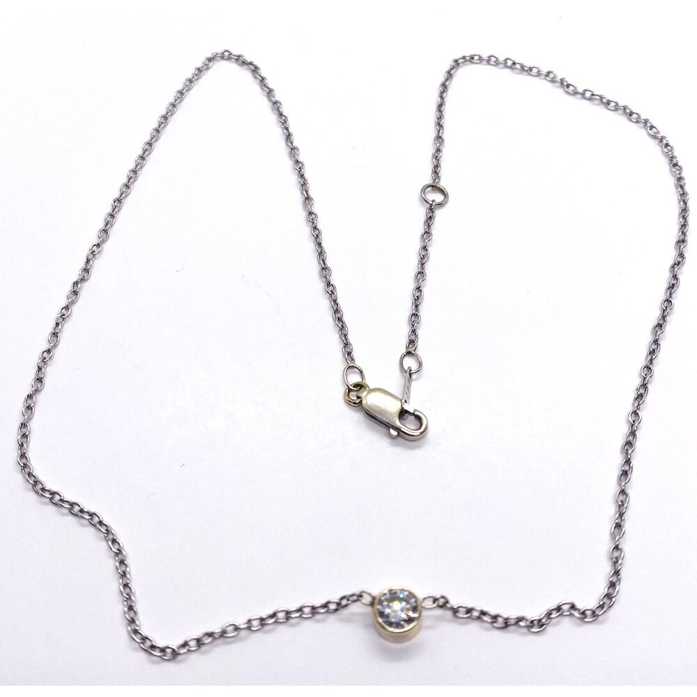 Uno-A-Erre Bezel Set Platinum Diamond Necklace READ! 14K Lobster Clasp